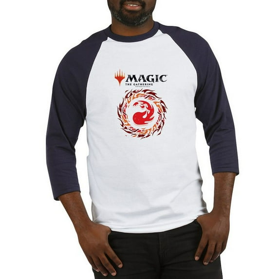 CafePress - Magic Red Mana Baseball Jersey - Cotton Baseball Jersey, 3/4 Raglan Sleeve Shirt