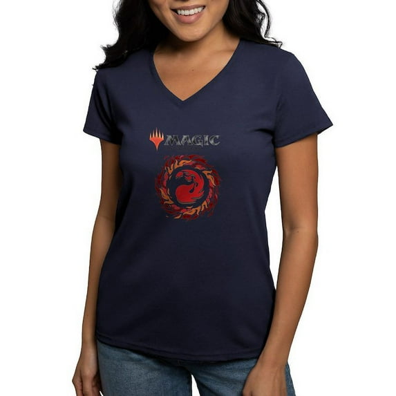 CafePress - Magic Red Mana T Shirt - Women's V-Neck Dark T-Shirt