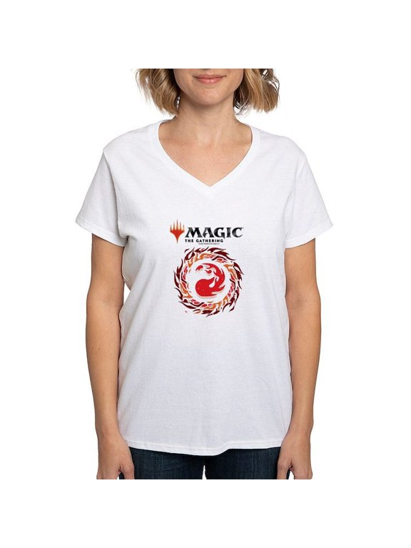 - Magic Red Mana T Shirt - Womens Cotton V-Neck T-shirt