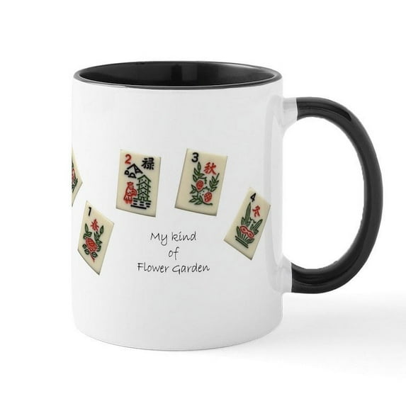 CafePress - Mah Jongg Flower Mug - 11 oz Ceramic Mug - Novelty Coffee Tea Cup