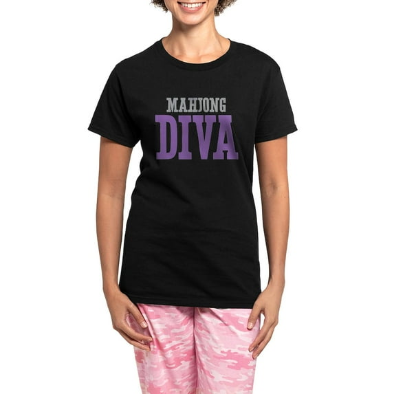 CafePress - Mahjong DIVA Women's Dark Pajamas - Women's Short Sleeve Print T-Shirt and Pants Dark Cotton Pajama Set