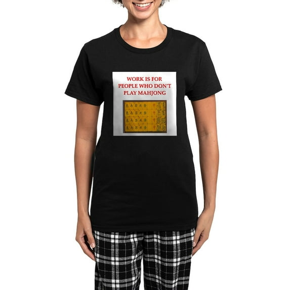 CafePress - Mahjong Women's Dark Pajamas - Women's Short Sleeve Print T-Shirt and Pants Dark Cotton Pajama Set