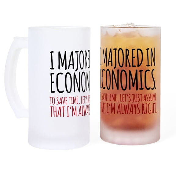 CafePress - Majored In Economics - 16 oz Frosted Glass Beer Mug