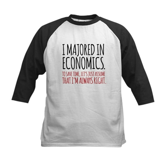 CafePress - Majored In Economics Baseball Jersey - Kids Cotton Baseball Jersey, 3/4 Sleeve Shirt
