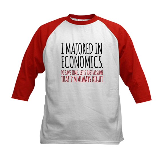 CafePress - Majored In Economics Baseball Jersey - Kids Cotton Baseball Jersey, 3/4 Sleeve Shirt