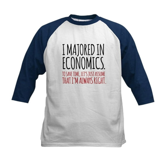 CafePress - Majored In Economics Baseball Jersey - Kids Cotton Baseball Jersey, 3/4 Sleeve Shirt
