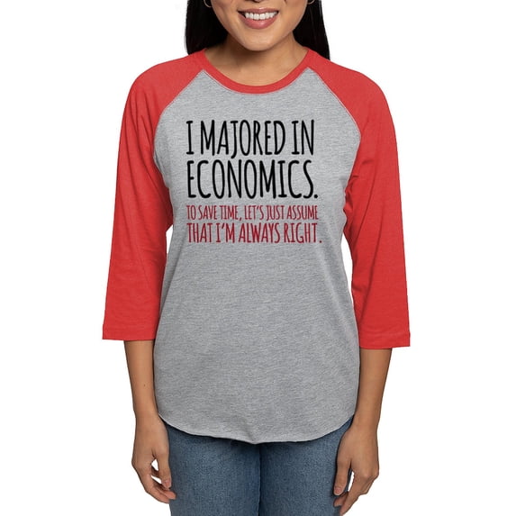 CafePress - Majored In Economics Long Sleeve T Shirt - Womens Baseball Tee