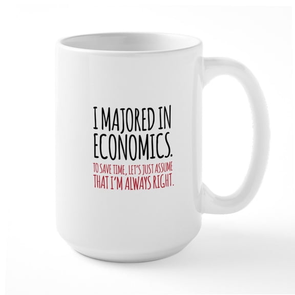 CafePress - Majored In Economics Mugs - 15 oz Ceramic Large White Novelty Mug