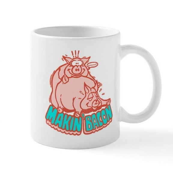 CafePress - Makin Bacon Pigs Mug - 11 oz Ceramic Mug - Novelty Coffee Tea Cup