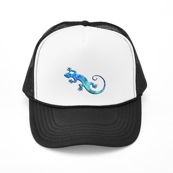 CafePress - Malachite Blue Gecko - Adjustable Unisex Printed Trucker Hat with Mesh Back