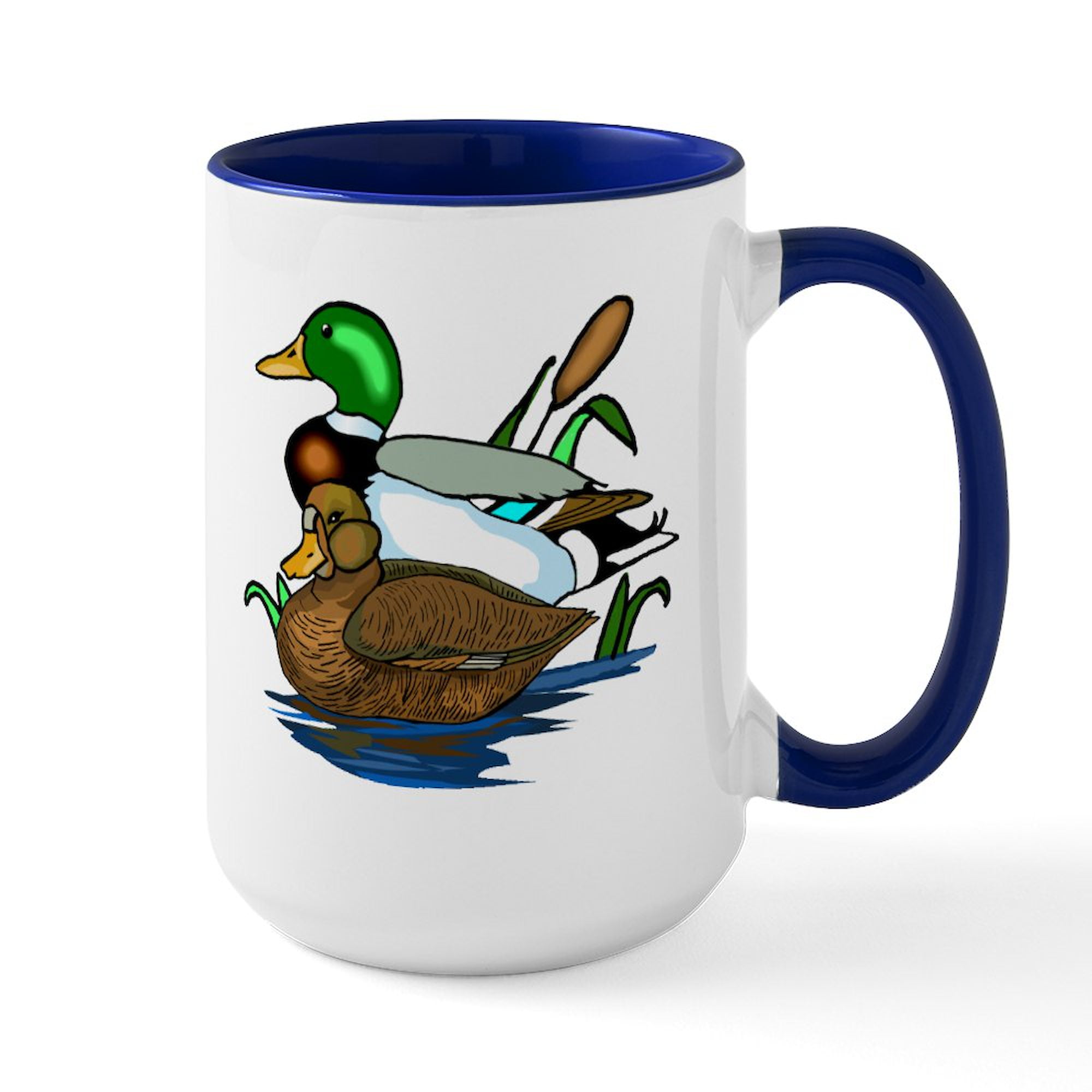 CafePress - Mallard Ducks Large Mug - 15 oz Ceramic Large White Novelty ...