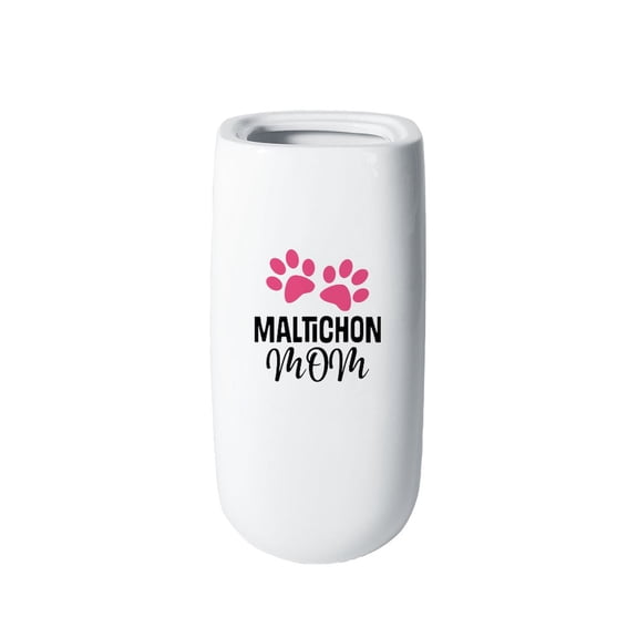 CafePress - Maltichon Mom Dog Gift - 10" Printed Porcelain Vase for Home Décor, Living Room Shelf, Entryway, Table Decoration