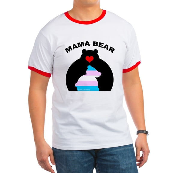 CafePress - Mama Bear Trans T Shirt - 100% Cotton Ringed T-Shirt