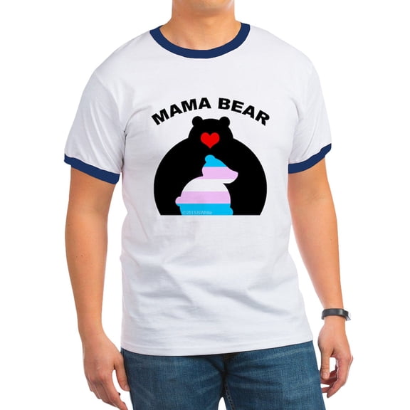 CafePress - Mama Bear Trans T Shirt - 100% Cotton Ringed T-Shirt