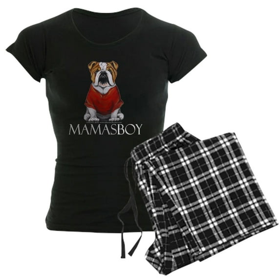 CafePress - Mamas Boy Bulldog Women's Dark Pajamas - Women's Short Sleeve Print T-Shirt and Pants Dark Cotton Pajama Set