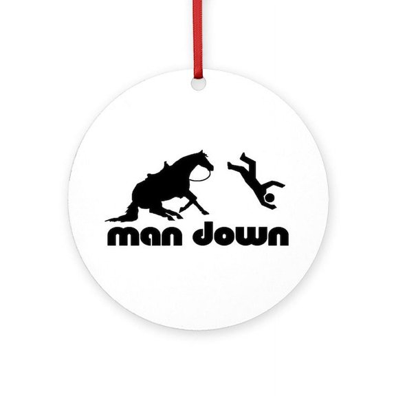 CafePress - Man Down Reiner -  Round Wood Ornament 4"