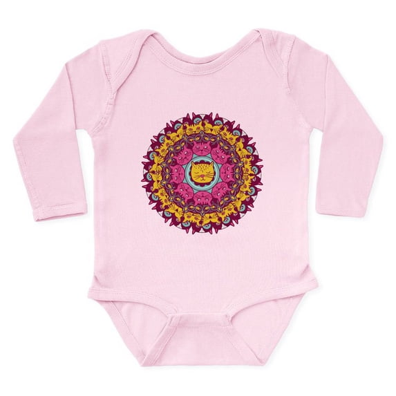 CafePress - Mandala Cats Body Suit - Long Sleeve Cotton Baby Bodysuit