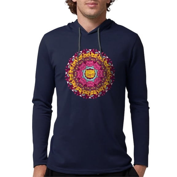 CafePress - Mandala Cats Long Sleeve T Shirt - Mens Hooded Shirt