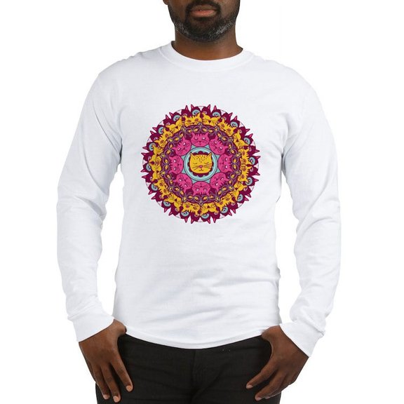 CafePress - Mandala Cats Long Sleeve T Shirt - Unisex Cotton Long Sleeve T-Shirt