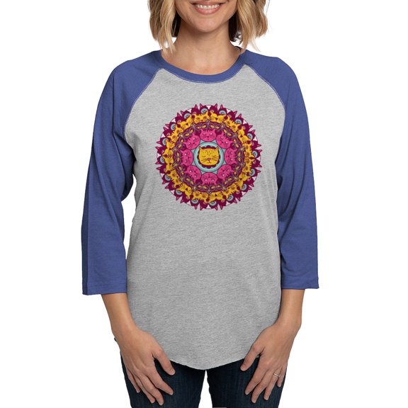 CafePress - Mandala Cats Long Sleeve T Shirt - Womens Baseball Tee