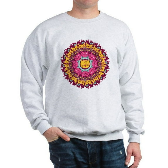 CafePress - Mandala Cats Sweatshirt - Crew Neck Sweatshirt