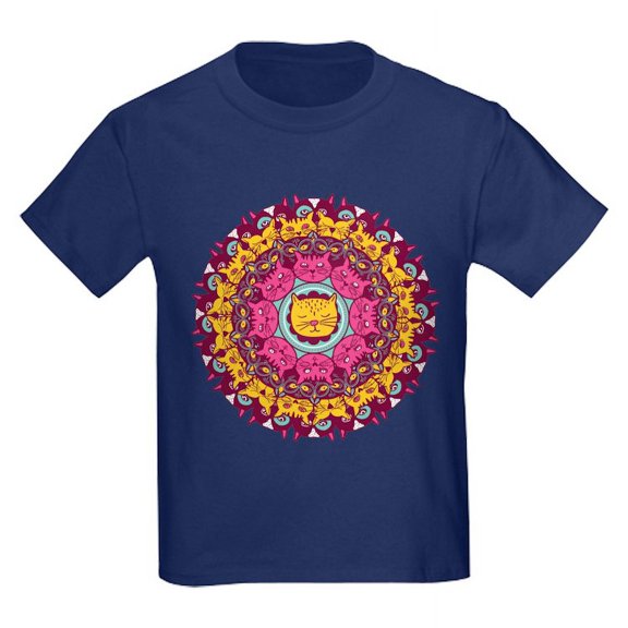 CafePress - Mandala Cats T Shirt - Dark T-Shirt Kids XS-XL