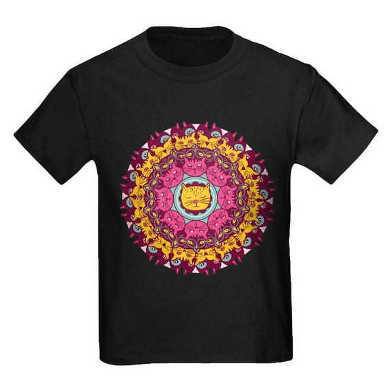 CafePress - Mandala Cats T Shirt - Dark T-Shirt Kids XS-XL