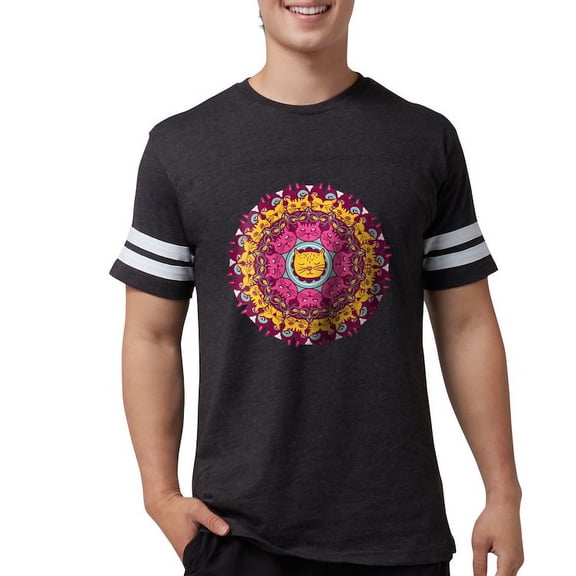 CafePress - Mandala Cats T Shirt - Mens Football Shirt