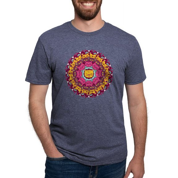 CafePress - Mandala Cats T Shirt - Mens Tri-blend T-Shirt