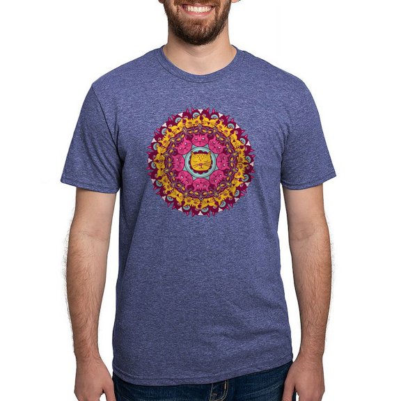 CafePress - Mandala Cats T Shirt - Mens Tri-blend T-Shirt