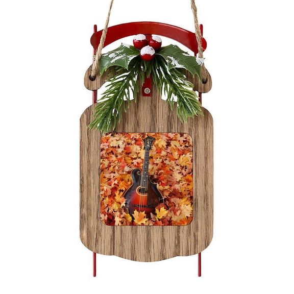 CafePress - Mandolin / Mandola In Autumn Leaves - Sled Ornament