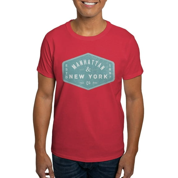 CafePress - Manhattan New York City Vintage Logo Light T Shirt - Men's Classic Graphic Cotton T-Shirt