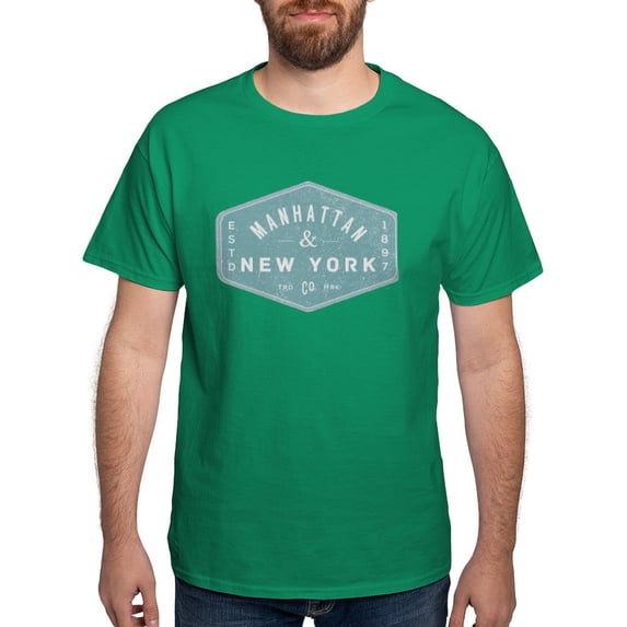 CafePress - Manhattan New York City Vintage Logo Light T Shirt - Men's Classic Graphic Cotton T-Shirt