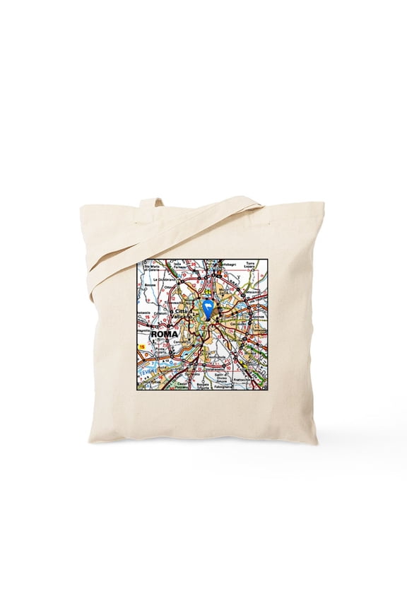 - Map Of Rome Italy Tote Bag - Unisex Canvas Tote Bag, Beige, 1-Piece