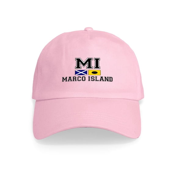 CafePress - Marco Island FL Nautical Flags Design Cap - Adjustable 100% Brushed Unisex Casual Cotton Baseball Cap, Beige, 1