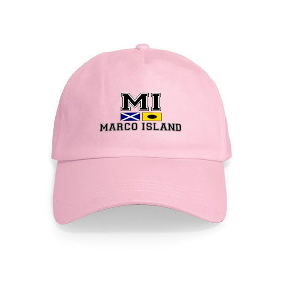 CafePress - Marco Island FL Nautical Flags Design Cap - Adjustable 100% Brushed Unisex Casual Cotton Baseball Cap, Beige, 1