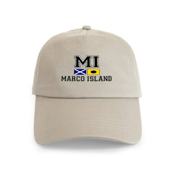 CafePress - Marco Island FL Nautical Flags Design Cap - Adjustable 100% Brushed Unisex Casual Cotton Baseball Cap, Beige, 1