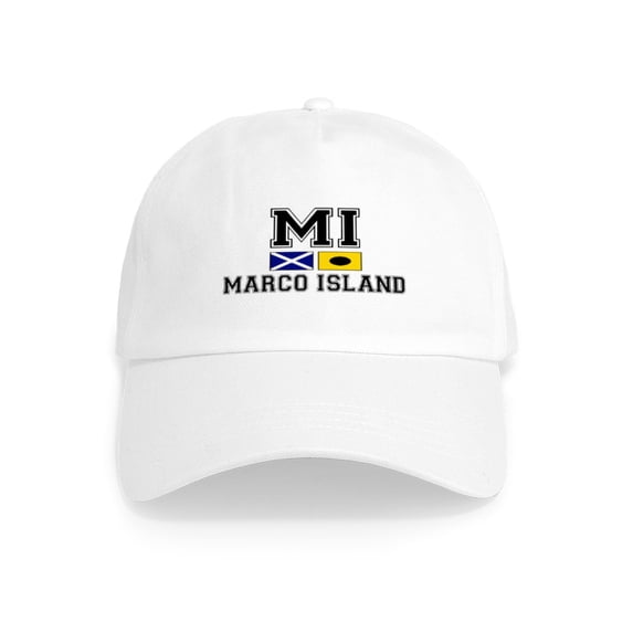 CafePress - Marco Island FL Nautical Flags Design Cap - Adjustable 100% Brushed Unisex Casual Cotton Baseball Cap, Beige, 1