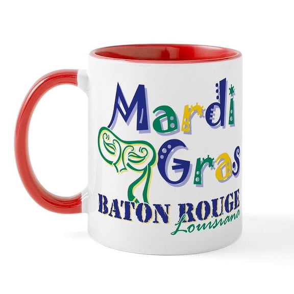CafePress - Mardi Gras Baton Rouge Mug - 11 oz Ceramic Mug - Novelty Coffee Tea Cup