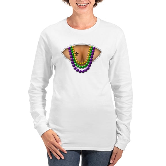 CafePress - Mardi Gras Bead Specia Women's Long Sleeve T Shirt - Women's Long Sleeve Graphic Casual T-Shirt