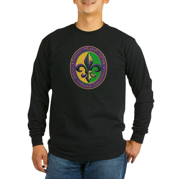 CafePress - Mardi Gras Beaded Fleur Long Sleeve Dark T Shirt - Long Sleeve Dark T-Shirt