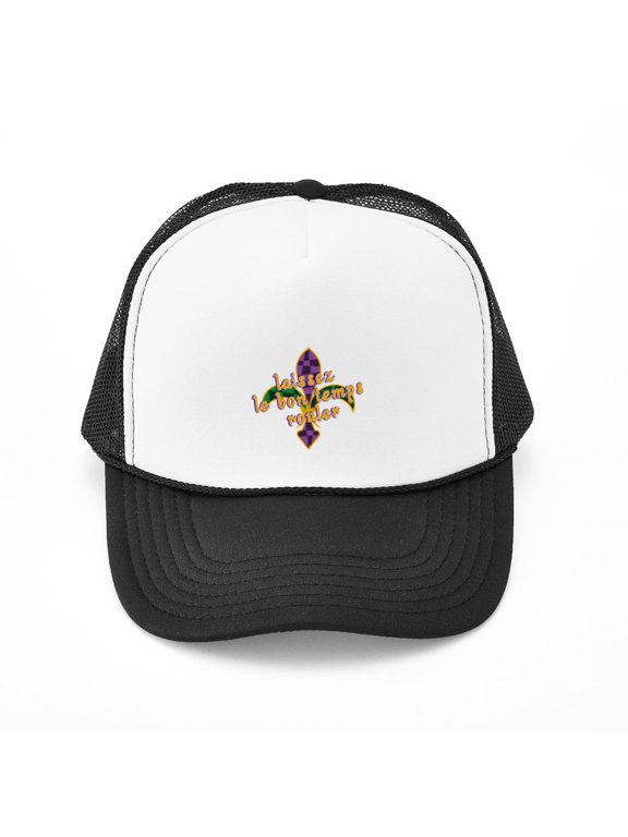 - Mardi Gras Bon Temps Rouler - Adjustable Unisex Printed Trucker Hat with Mesh Back