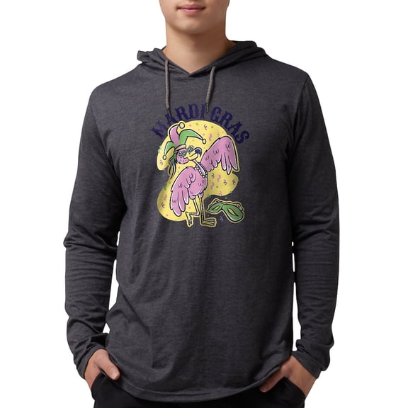 CafePress - Mardi Gras Flamingo Long Sleeve T Shirt - Mens Hooded Shirt
