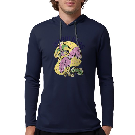 CafePress - Mardi Gras Flamingo Long Sleeve T Shirt - Mens Hooded Shirt