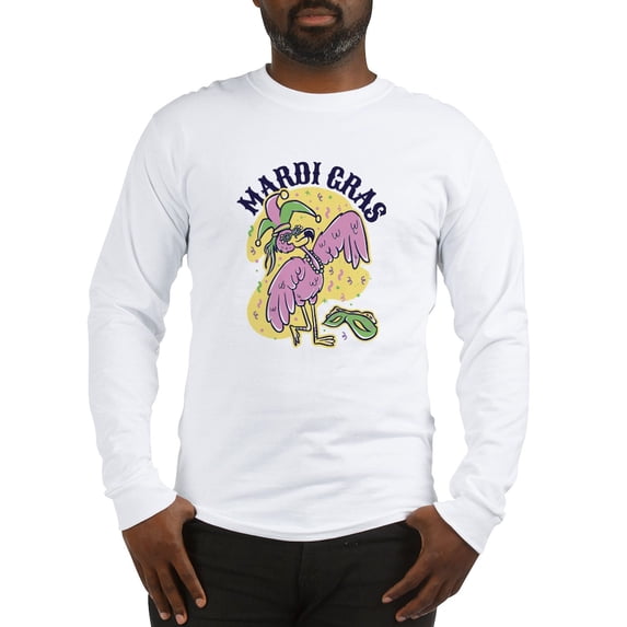 CafePress - Mardi Gras Flamingo Long Sleeve T Shirt - Unisex Cotton Long Sleeve T-Shirt