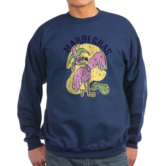 CafePress - Mardi Gras Flamingo Sweatshirt - Classic Crew Neck Sweatshirt