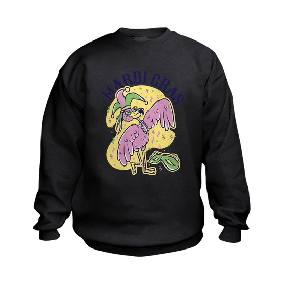 CafePress - Mardi Gras Flamingo Sweatshirt - Kids Sweatshirt, Youth Crew Neck Sweatshirt