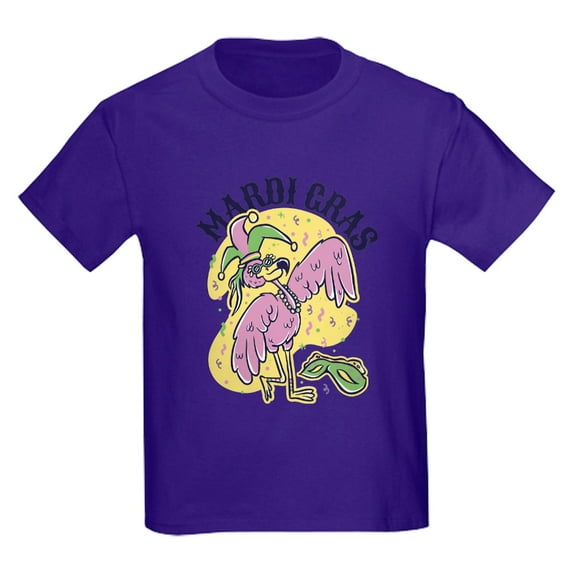 CafePress - Mardi Gras Flamingo T Shirt - Dark T-Shirt Kids XS-XL