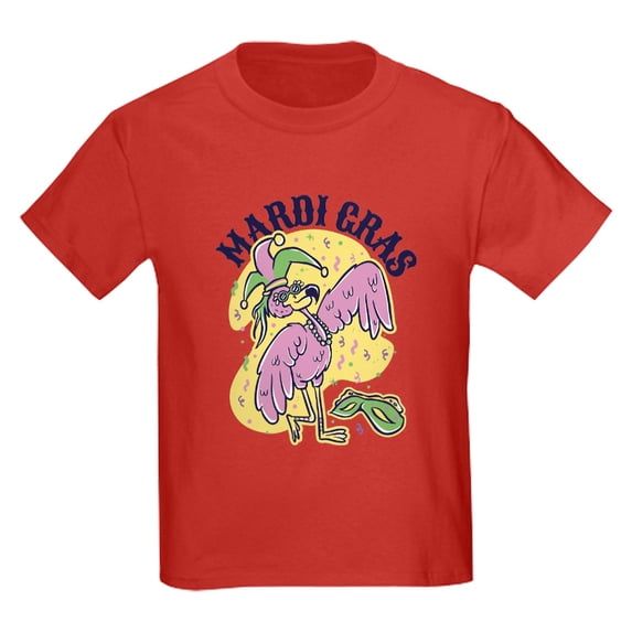 CafePress - Mardi Gras Flamingo T Shirt - Dark T-Shirt Kids XS-XL