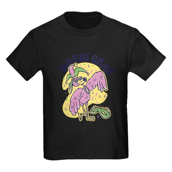 CafePress - Mardi Gras Flamingo T Shirt - Dark T-Shirt Kids XS-XL